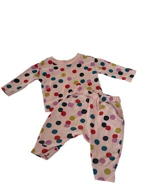 Hanna Andersson Baby 2pc Outfit SZ 70 6-12M Polka Dot Jogger Pant Long Sleeve